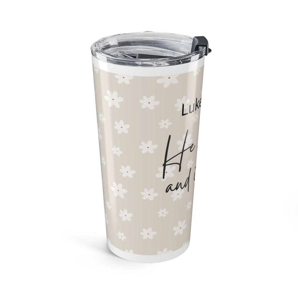 20oz Christian Tumbler — "He Was Lost and Is Found" (Luke 15:11-32) Floral Travel Mug