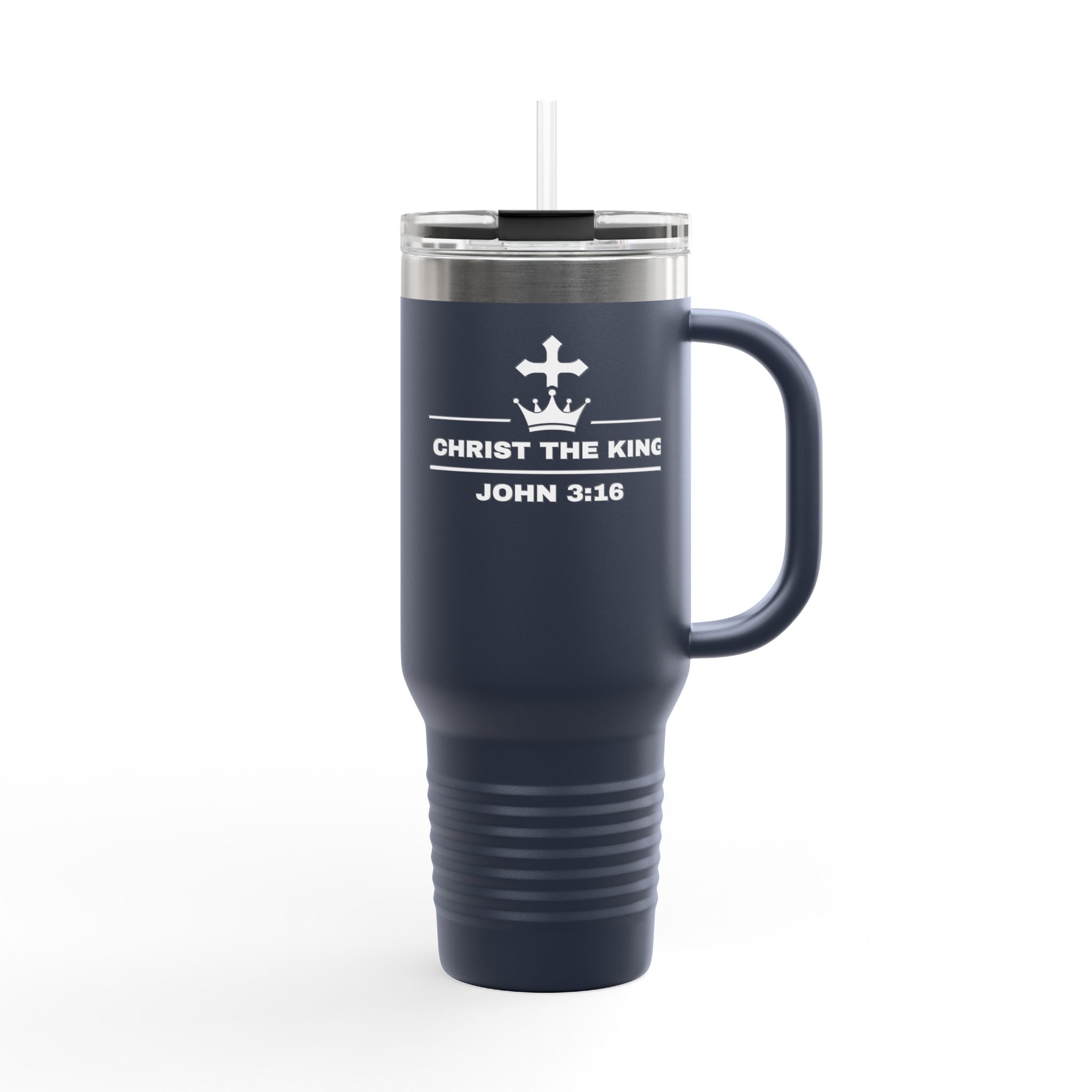 40oz Insulated Travel Mug — "Christ the King" John 3:16 Tumbler